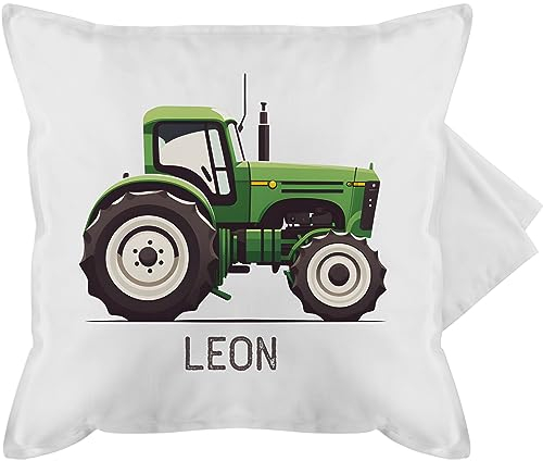 Kissenbezug - Traktor mit Name personalisiert I Landwirte Geschenk Landwirt I Traktoren Geschenke Trecker I Landwirtschaft - 50 x 50 cm - Weiß - Kissen Tractor Pillow Bulldog Polster
