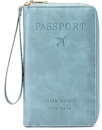 Toctax Reisepass Tasche, Travel Wallet Organizer, Reisepasshülle mit RFID Blocker für Damen und Herren, Reisezubehör Passport Tasche für Kreditkarten, Ausweis und Reisedokumente (Blau)