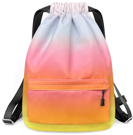 WenYa Swimming Backpack With Wide Straps, Drawstring Waterproof Bag for Girls, Kids Sports, Gym, and Yoga