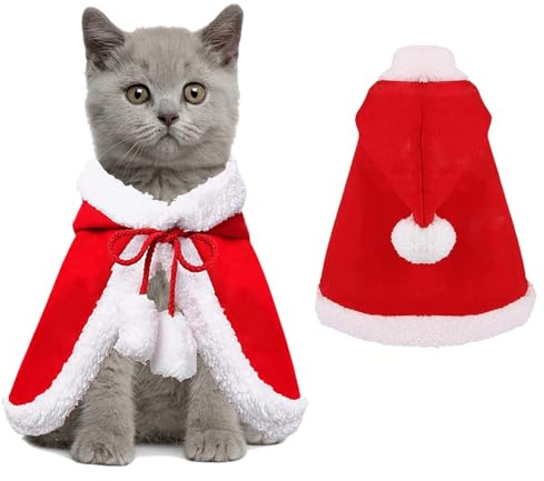 Dream HorseX Haustier Weihnachtskostüm, Christmas Party Cute Cats and Dogs kostüm, Weihnachtsfeier Anzieh Kleidung, Verstellbarer Umhang, Haustier Winter Welpen Kleidung Dress up Christmas Party