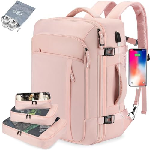 Lumesner Handgepäck-Rucksack (Rosa (Rucksack mit 3 Packwürfeln), XL)