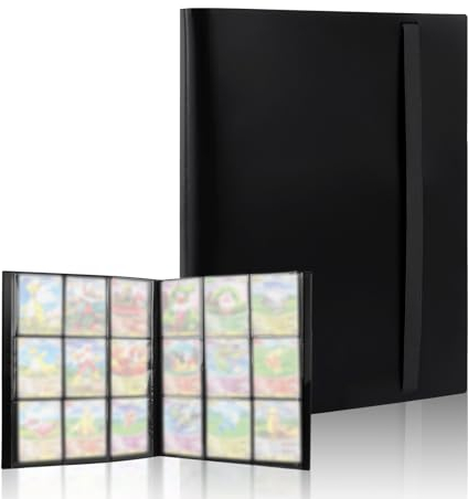 Raccoglitore Carte da Collezione di Giochi, Album trasparente impermeabile con 360 tasche, Raccoglitore Carte Maniche per carte da gioco - 20 pagina nera raccolta carta libro
