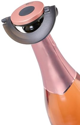 AdHoc dichter Sektflaschenverschluss GUSTO, Extrem flach Sektverschluss | Schwarz/Rosé, Kunststoff/Silikon, luftdichter auslaufsicher Flaschenverschluss für Sekt, Champagner und Prosecco, Geschenkbox