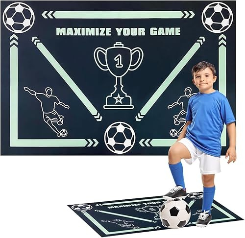 HOVCEH Tapis Entrainement Foot 60 x 90 cm, Tapis de Football Entrainement, Tapis Dentraînement de Dootball, équipement de Contrôle de la Pace-Ball (vert)