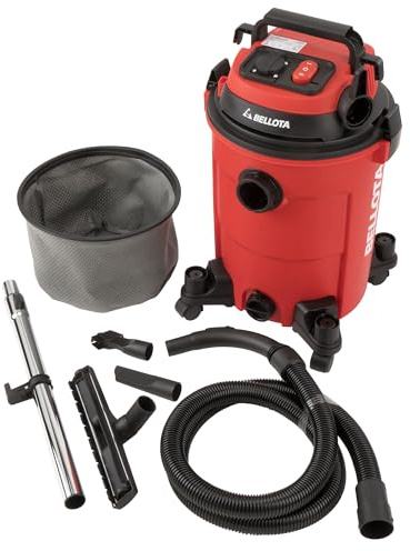 Bellota ASL2500SE - Aspirador con cable para aspirar restos líquidos y sólidos sincronizado, 25L, 2KW, Manguera (32mm Ø) de 2 metros, Tubo extensible metálico (440mm), enchufe sincronizado, con ruedas