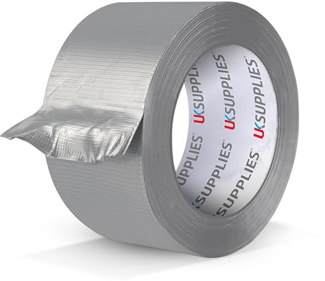 UK SUPPLIES LIMITED Silver Duct Tape 45mm x 50m Super Sticky & Waterproof Gaffa Tape Adhesive Cloth Repair Multi-Use for Indoor/Outdoor Strong Adhesive Gaffer Tape (Pack of 1)