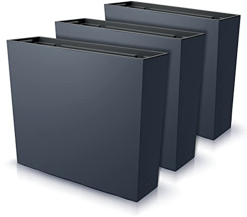 IMJ-Global Set di 3 Vasi per Fiori Piante Rettangolari Urbi Case T In Plastica 58x18x49,8cm Da Interno Esterno Neri 44 Litri Design Moderni