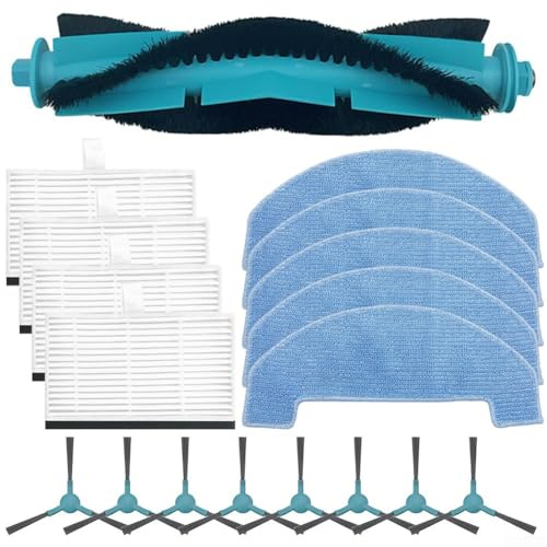 Donkivvy 18 Pcs Replacement Parts Accessories Fits for Ultenic D10 Robot Vacuum Cleaner, Include 1 Main Brush, 5 Mop Cloths, 4 Hepa, 8 Side Brushes(B)