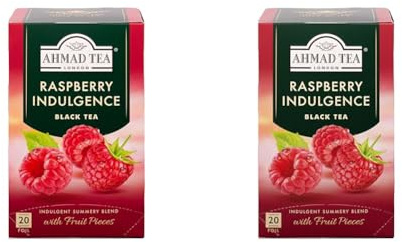 Ahmad Tea Té negro de frutas con sabor a frambuesa - 20 bolsitas de té (Paquete de 2)