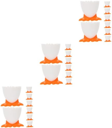 IMIKEYA 3 Ensembles Vaisselle pour Enfants Coquetier pour Oeufs Durs Coquetier Drôle Joli Coquetier Poussin Porte-Oeufs Tasses De Petit Déjeuner Coquetiers Pochés PP Orange 8 Pièces * 3