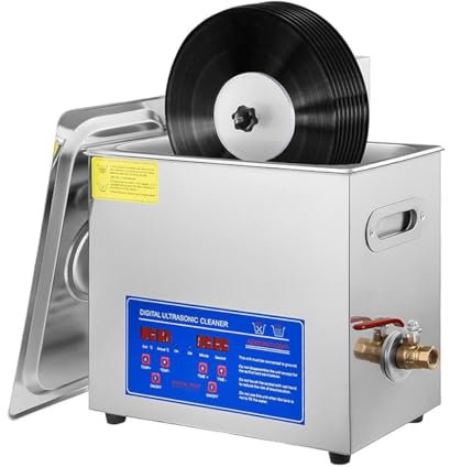 Vinyl Record Cleaner 6.5L Commercial Stainless Steel - Ultrasonic Cleaner with Digital Display Timer and Heat Control - Clean 1-6 Records at Once