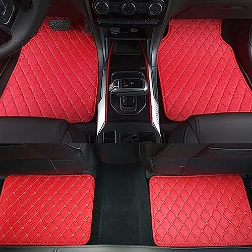 FCOLTIFQ 4 Stück Auto Leder FußMatten Für Toyota Aygo X 2022-2024, wasserdichte rutschfeste Automatten Vorderseite und Rückseite FußMatten Allwetter Teppiche Schutz Autozubehör, I/Red