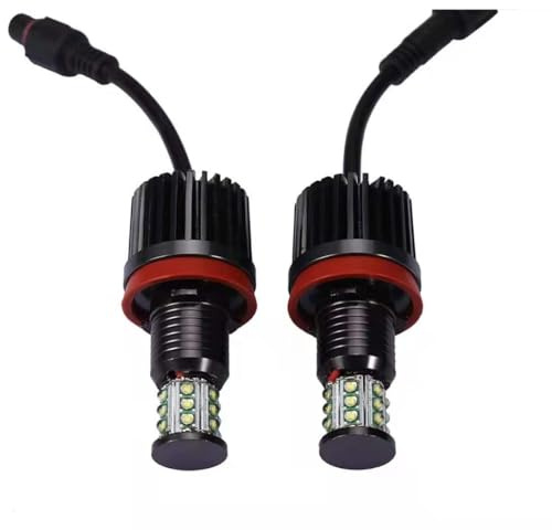 Fymlok Angel Eyes,Luz LED Ojos de Ángel Bombilla LED Angel Eyes Halo H8 180W CREE LED Luz de posición Halo Xenón Blanco Uso apto for BMW E60 E61 E90 E92 E70 E71 E82 E89(2 Pcs White)