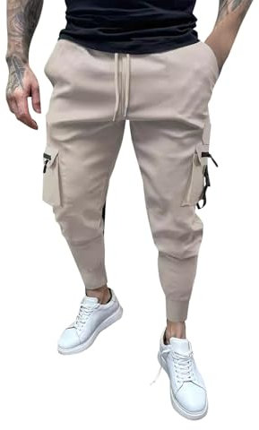 Pantaloni da lavoro da uomo con tasche con cerniera, pantaloni da pittore, pantaloni da tuta elasticizzati in vita pantaloni da combattimento con coulisse pantaloni da combattimento elasticizzati