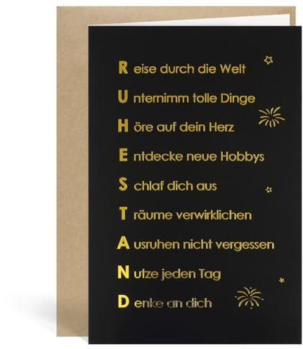 COLOFALLA Rente Karten mit Umschlag Pension Karten Ruhestand Karten Rente Geschenke Abschiedskarten zum Ruhestand Abschiedsgeschenk Kollegen Abschiedskarte Kollegen