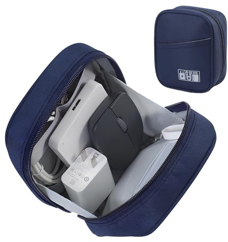 DOB SECHS Reise Kabeltasche, Wasserfest Kabel Organizer Tasche, Tragbare Elektronik Organizer Bag, Tech Pouch,FüR Handyladekabel, Powerbank, Kabel, Adapter, Festplatte (dunkelblau)