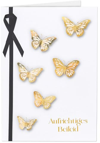 Joli Coon Aufrichtiges Beileid Karte 3D Trauerkarte SIGNATURE - Premium Trauerkarte mit FinePaper Kuvert und goldenem Siegelsticker - Premium Beileidskarte