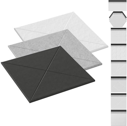 UISEBRT Paneles acústicos 3D autoadhesivos, insonorizados, absorbentes acústicos, paneles de pared, aislamiento acústico, revestimiento de pared para espacios tranquilos, tratamiento acústico, placas
