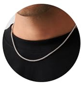 ZHESHY Chaine Acier Inoxydable Collier Homme Chaine En Argent 18K Plaqué Or Collier Chaîne Punk Maille Cubaine Vénitienne Torsadée Cadena Colliers Pour Hommes Femme Cadeau Bijoux Longueur 46-61cm