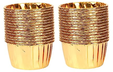 ULTECHNOVO 50 pezzi Pirottini Cupcake Colorati Alimentare Resistenti Al Calore Lato Alluminizzato Oro e Usa e Getta per Muffin e Dolci per Feste Cucina e Colore Casuale Colore Casuale