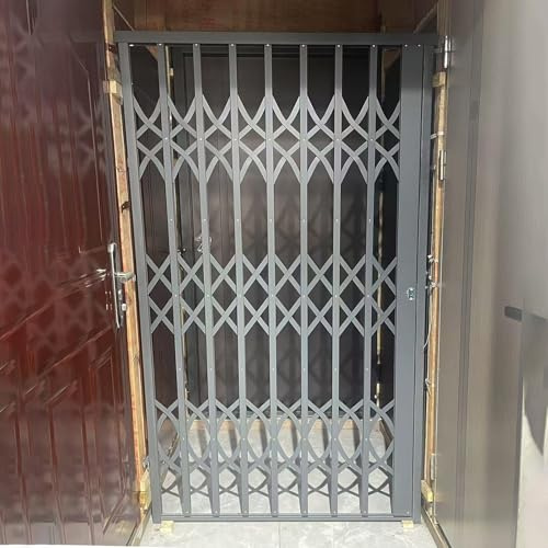 Fenstergitter Einbruchschutz Fenstergitter/Einbruchsichere Schiebetür mit Schloss, Graue Fenstergitter, Klappbares Diebstahlschutzgitter für Balkon, Keller, Schuppen(W60xH60cm/24x24in)