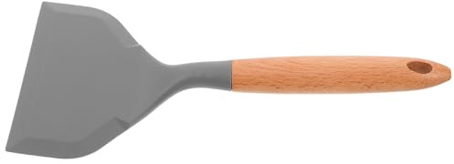 MOKKHNB Silicone Turner with Wooden Handle Wide Edge Spatula for Non-Stick Pans Heat Resistant Kitchen Utensil for Flipping Pancakes Fish Steak Multipurpose Cooking Tool