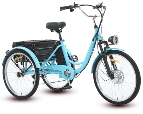 DHsdlpLU 24 3 Rad Elektrodreirad FüR Senioren Zoll Klappbar Dreirad Lastenfahrrad für Erwachsene Tragfähigkeit 200kg Geeignet für eine Körpergröße von 160-185 cm