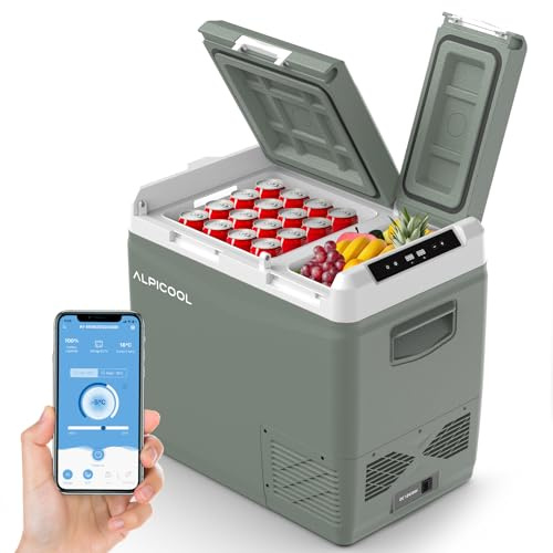 Alpicool 47L KLS58 Kompressor Kühlbox Dual Zone mit APP-Steuerung, Kühlbox für Auto Kompressor 12V 230V, 2026 NEU Kühlschrank Gefrierbox für Camping, Reisemobil, -20℃-20℃, mit Eiswürfelform, Grün