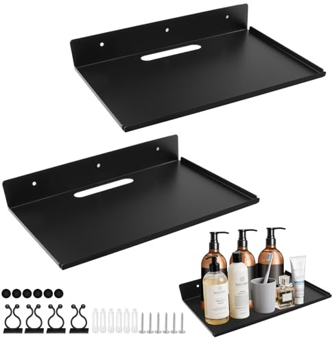 ComPDCVD Wandregal Schwarz 2 Stück Wandregal 30 x 20 cm Wandregals Metall