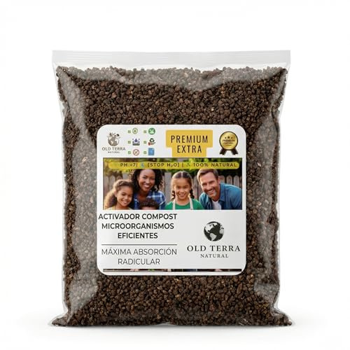 Old Terra Activador de Compost | Microorganismos Eficientes Testeados | Bacterias Ácido Lácticas | Acelerador Natural de Compostaje | Recuperador de Suelo 100m² | Sin Químicos | Bolsa Concentrada