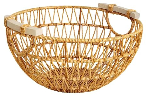 Pitycbo Redonda Tejida, Bandeja de Imitación de Ratán, Frutero, 31cmx16cm