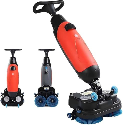 Pnpaea Autolaveuse Professionnelle, LéGèRe Et éLectrique, Double Brosse Rotative, TêTe De Rotation à 360°,Brosses De Nettoyage MotoriséEs,pour Parquets, Carrelages Red