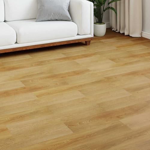 Ordellia Suelo laminado marrón dorado, 5 unidades, 101 x 20 x 0,8 cm, aspecto de madera realista, sistema de clic sin pegamento, para salón, dormitorio y pasillo, interior fácil de limpiar