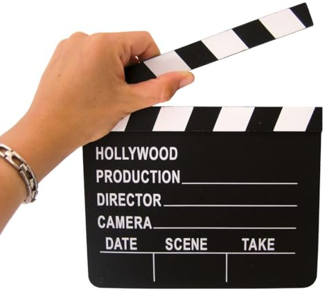 P'TIT Clown - 10031 - Clap de Cinéma Hollywood Imitation Bois - 20 x 18 cm - Film Clapper - Accessoire pour Tournage Film, Télévision, Tournage Vidéo, Studio Live, Vidéos de Bricolage