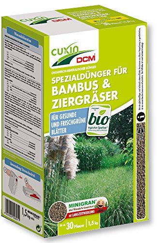 CUXIN DCM Spezialdünger für Bambus & Ziergräser - Spezialdünger - Bambusdünger - Mit MINIGRAN® TECHNOLOGY - Für gesundes Wachstum - Bio - organisch-mineralischer Dünger - Langzeitdünger - 1,5 kg
