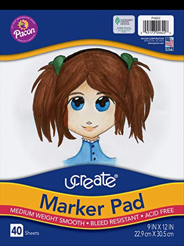 UCreate Marker Pad, White, 9 x 12, 40 Sheets