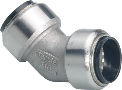 Edelstahl Steckfitting Tectite Bogen 45° 22 mm Innen/Innen lösbar, TS041