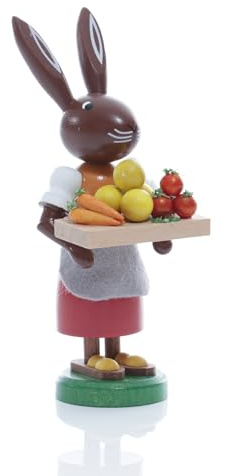 Rudolphs Schatzkiste Osterfigur Hase mit Gemüse Höhe ca 9 cm NEU Osterdeko Osterhasenfigur Ostern Osterei Frühling Erzgebirge Seiffen Hase Handwagen Gemüse