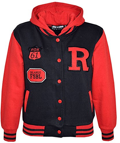 A2Z4Kids B.B Kapuzen R Fashion Fox Jacke Varsity Baseball Stil Mantel Lang Ärmel Neu Lässig Mode Für Unisex Kinder Mädchen Jungs Neu Alter 2-13 Jahre