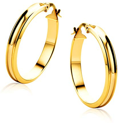 OROVI Ohrringe Gold- 9 karat 375 Gelbgold– Creolen Damen, Creolen Gold 25 mm, Hypoallergene goldene Ohrringe, Ohrschmuck, Schmuck Damen, Goldschmuck, Hergestellt in Italien -mit edler Schmuckbox