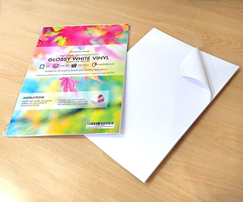 100 Blatt A4 glänzend weiß selbstklebende Vinyl-Aufkleber - PVC-Vinyl-Tintenstrahldrucker-Papiere