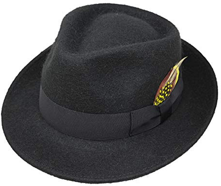 Borges & Scott Alpaka Doyle - Teardrop Fedora Hut - Alpaka Wollfilz - Abnehmbare Feder – Für die Reise aufrollbar - Wasserabweisend - Unisex