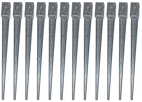 ESTEXO Lot de 12 douilles à enfoncer carrées 71 x 71 x 900 mm pour poteaux de clôture, clôture de jardin