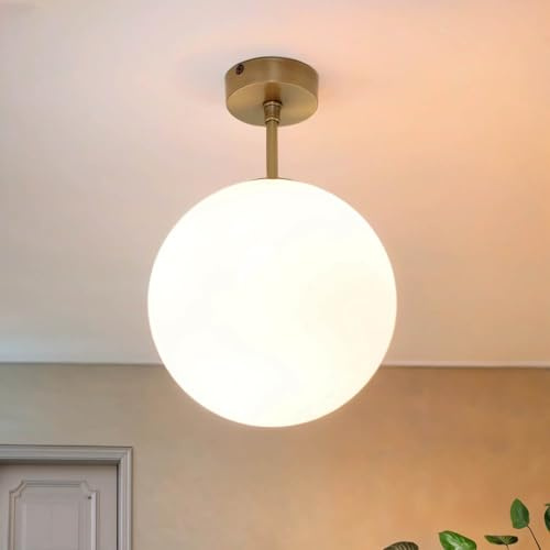Deckenlampe Kugel aus Echt-Messing Glas massiv Ø20cm Premium Qualität Vintage für Wohnzimmer Schlafzimmer Flur Küche Deckenleuchte Innen