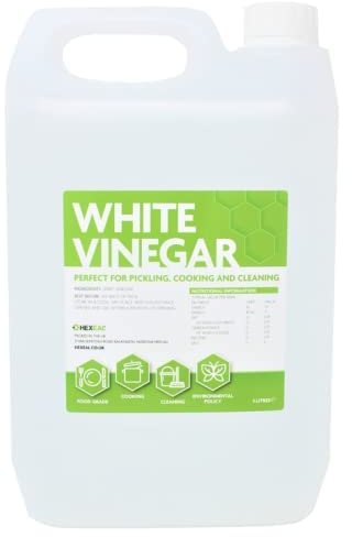 Hexeal White Vinegar 5L – 5L of Food Grade White Vinegar for Cooking, Cleaning, Pickling & Baking – Cleans Surfaces, Deodorises & Removes Grime