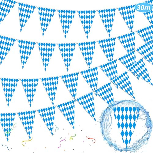TaimeiMao 30m Oktoberfest Wimpel Girlande,Jeder Wimpel 20x30cm | Oktoberfest Girlande Banner,Oktoberfest Girlande Party Wimpelkette,Oktoberfest Bayrische Dekoration,Dekoration Bayern