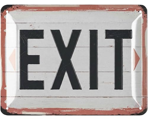 LANOLU retro Blechschild EXIT Schild - vintage Kino Schild Partykeller Deko, Kneipen und Bar Dekoration - retro Metallschild als Geschenk - Ausgang Garage 15x20cm
