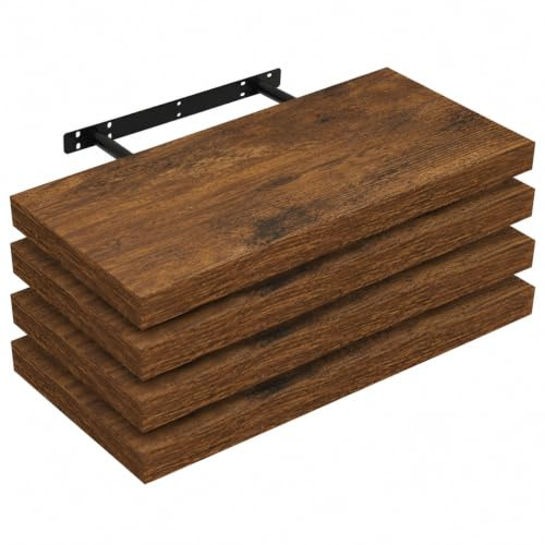WOLTU 4X Wandregal Wandboard Bücherregal Regale für Deko Wandablagen aus MDF Holz, 4er Set Hängeregal Vintagebraun, 40x22,9x3,8cm RG9372hov-4