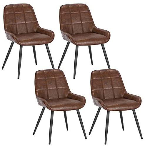 WOLTU Esszimmerstühle 4er Set, Küchenstühle gepolstert | ergonomisch mit Rückenlehne, Kunstleder, für Wohnzimmer Küche Esszimmer, Braun