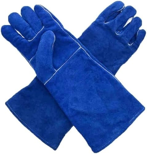 AVRYN Schweißerhandschuhe, feuerfeste Handschuhe aus Leder, Gartenhandschuhe Schweißerstulpen Kaminhandschuhe Hochtemperatur-Grillherd Lang gefütterte Feuerschutzhandschuhe Arbeitshandschuhe Hitze